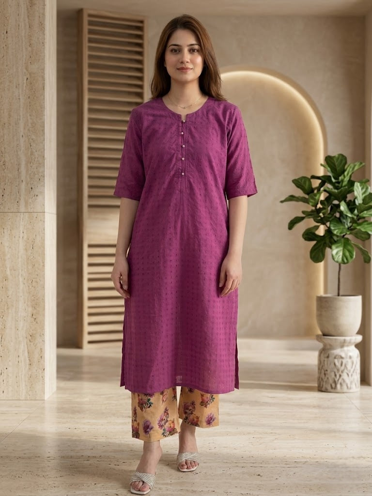 Purple Chikankari