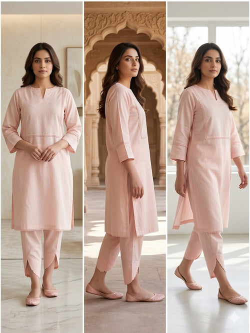 Blush pink kurta and trouser set by Shayra — alternate view