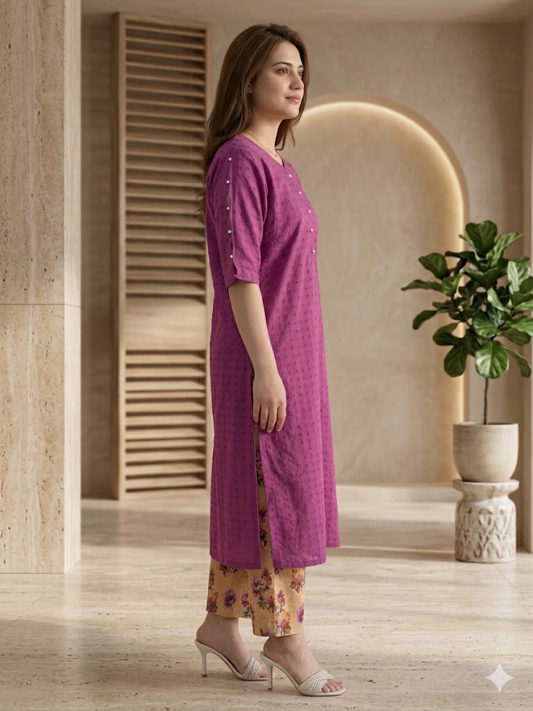 Purple Chikankari