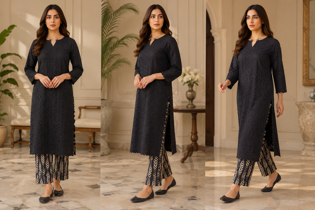 Black Chikankari